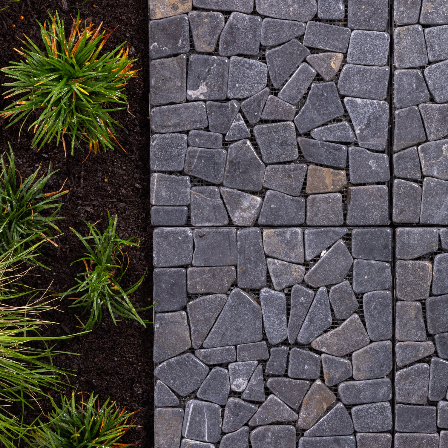 Tuscan Path 4pc Click Floor Tiles Charcoal Limestone
