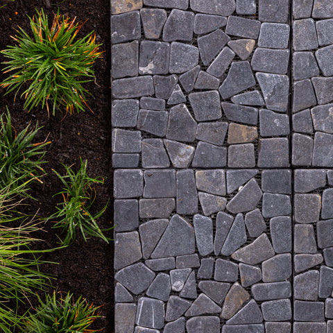 Tuscan Path 4pc Click Floor Tiles Charcoal Limestone