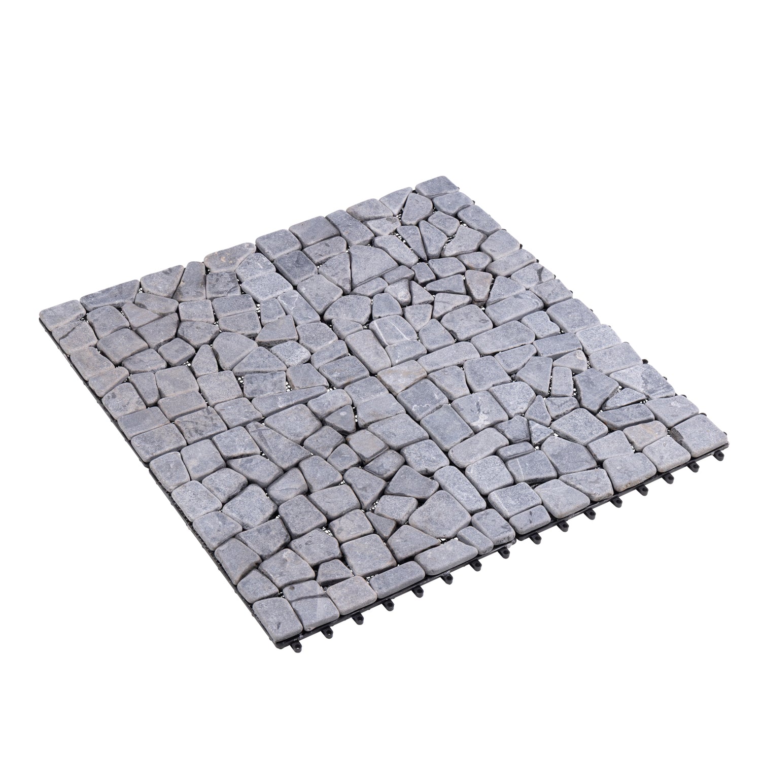 Tuscan Path 4pc Click Floor Tiles Charcoal Limestone