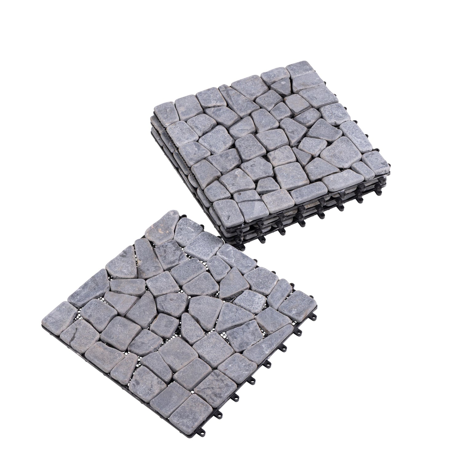 Tuscan Path 4pc Click Floor Tiles Charcoal Limestone