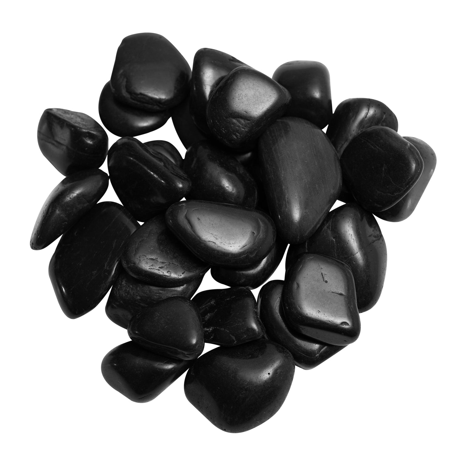 High Polish Black Quartzite Pebbles 40-60mm