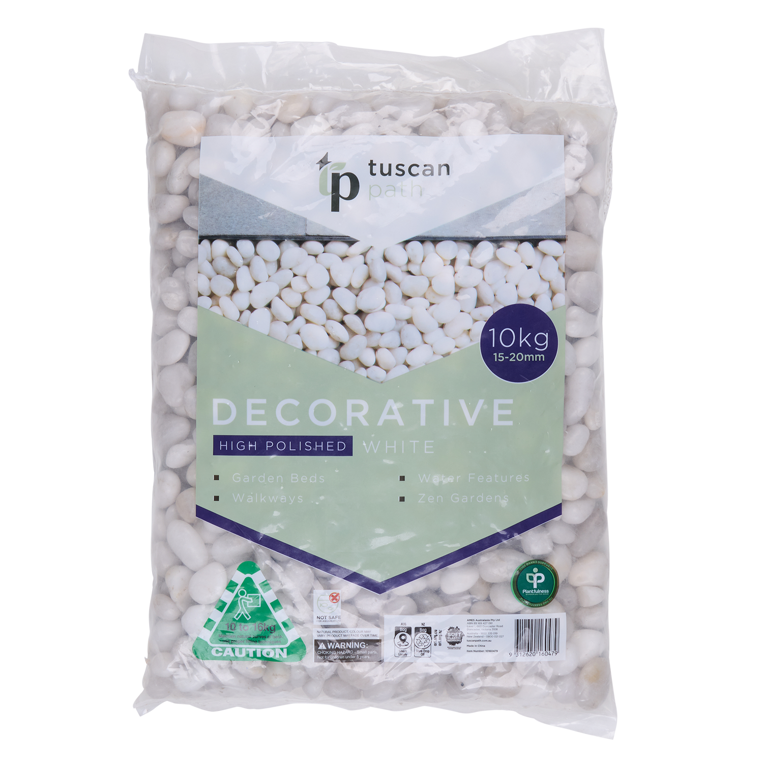 High Polish White 15-20mm Landscaping Pebbles