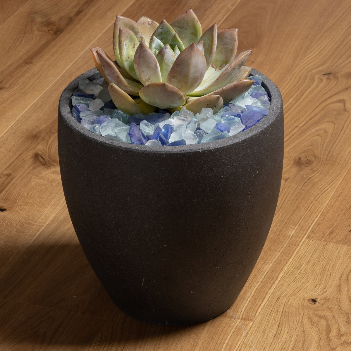 frosted glass plant pot Mixed Blue Frosted Glass Pebbles 10-20mm – Tuscan Path