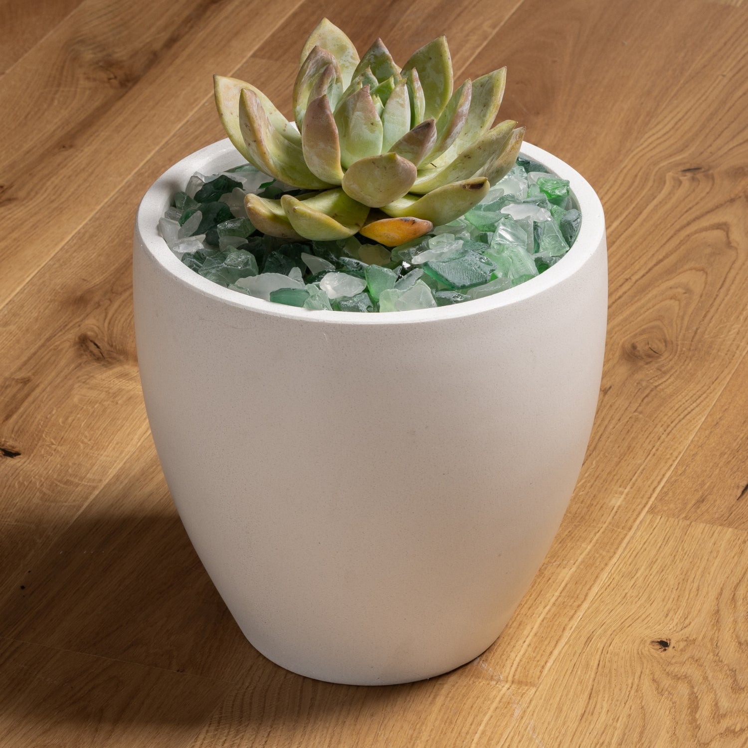 Mixed Green Frosted Glass Pebbles 17-19mm