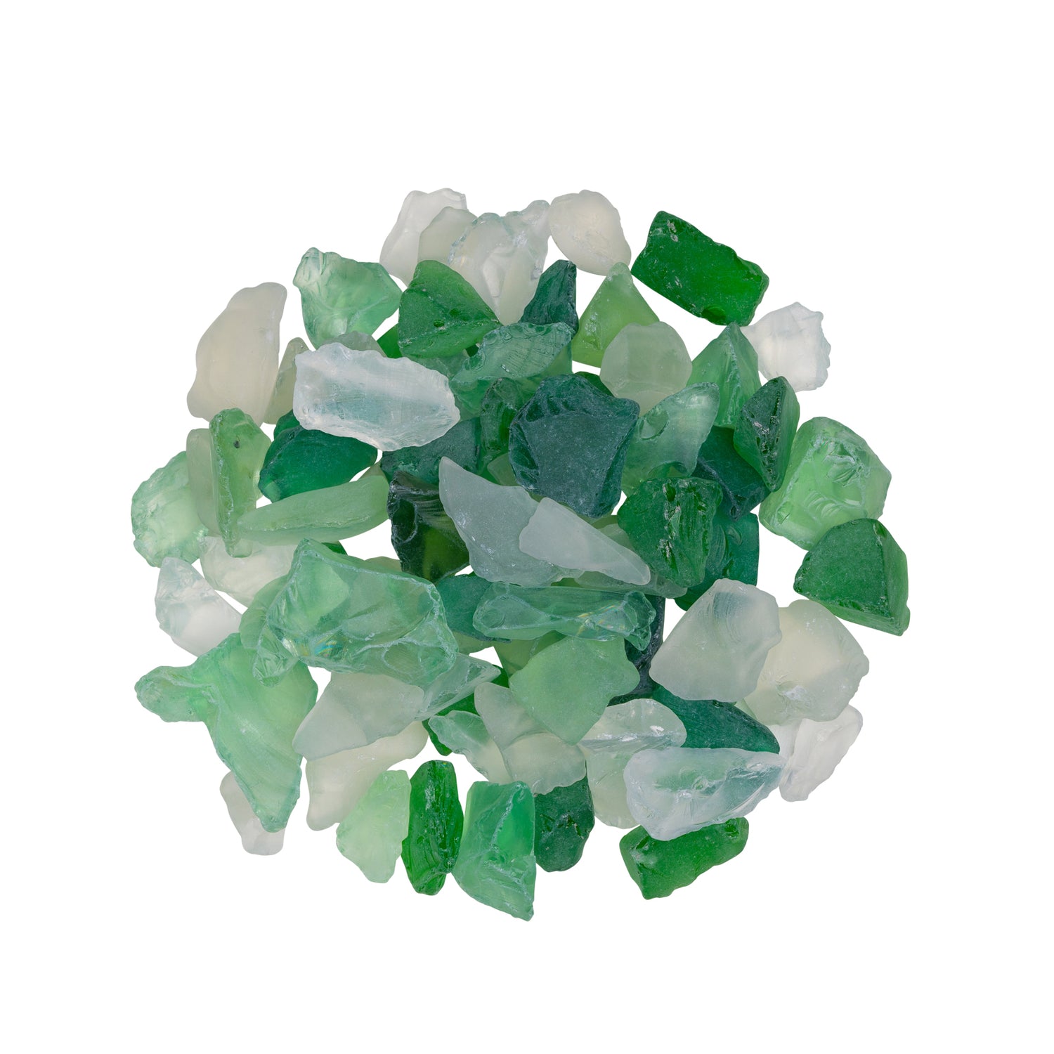Mixed Green Frosted Glass Pebbles 17-19mm
