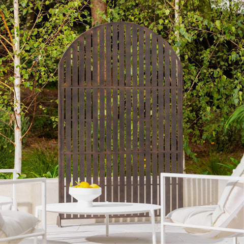 Freestanding Arch Metal Screen in Rustic Black