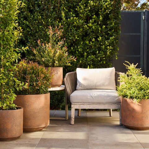 Harper Drum Planter in Rust