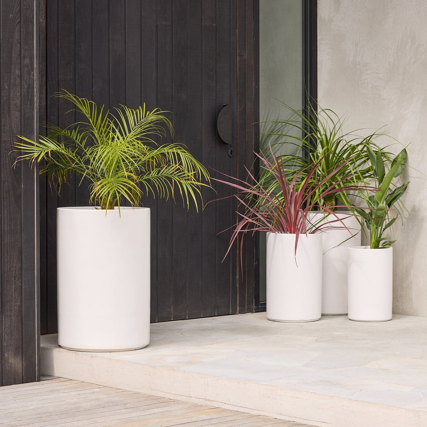 tall white pot plants Harper Tall Cylinder Pot | White Fibreglass Planter