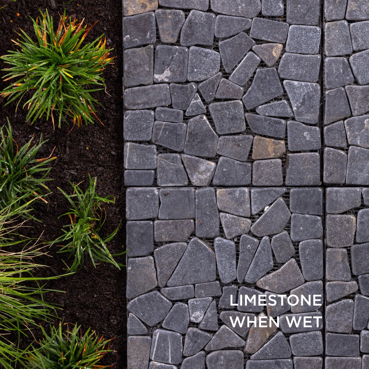 Tuscan Path 4pc Click Floor Tiles Charcoal Limestone